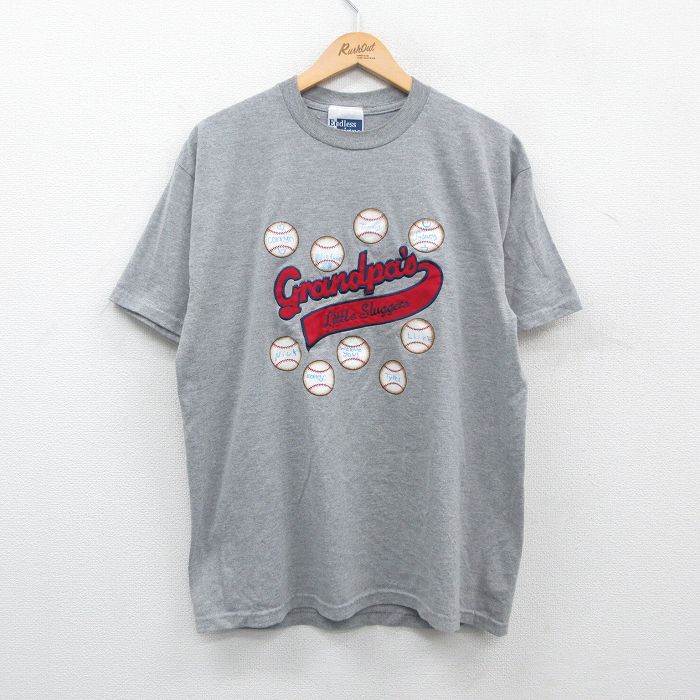 乐天商城 - 【中古】古着 半袖 ビンテージ ヴィンテージTシャツ メンズ 90年代 90s グランパ 野球 クルーネック 丸首 USA製 アメリカ製 グレー 霜降り Lサイズ 中古 | 春夏 夏物 夏服 ヴィンテージTシャツ メンズファッション カットソー ティーシャツ ティシャツ メンズ