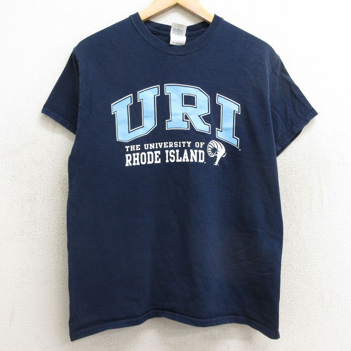 【中古】古着 半袖 ビンテージ ヴィンテージTシャツ メンズ 00年代 00s URI ロードアイランド 大学 コットン クルーネック 丸首 紺 ネイビー Mサイズ 中古 | 春夏 夏物 夏服 ヴィンテージTシャツ メンズファッション カットソー ティーシャツ ティシャツ メンズTシャツ