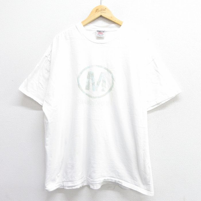 古着 オニータ ONEITA 半袖 ビンテージ ヴィンテージTシャツ メンズ 90年代 90s M テキサス 大きいサイズ 2L LL ビッグシルエット ゆったり ビッグサイズ オーバーサイズ コットン クルーネック 丸首 白 ホワイト XLサイズ 中古 | 春夏 夏物 夏服 ヴィンテージ