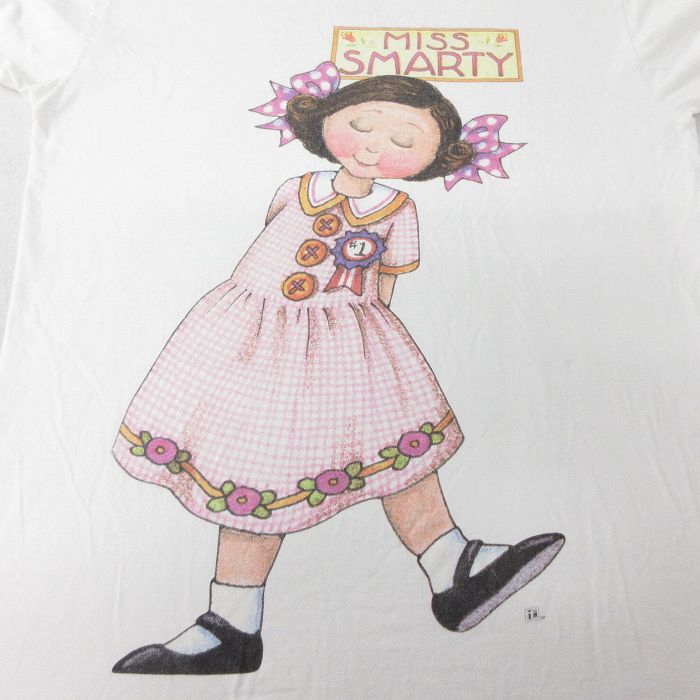 【中古】古着 半袖 ビンテージ ヴィンテージTシャツワンピース レディース 90年代 90s メアリーエンゲルブライト 女の子 ロング丈 コットン クルーネック 丸首 USA製 アメリカ製 白 ホワイト 【spe】 中古 | 春夏 春物 春服 秋冬 秋物 秋服 カットソー レディ