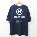 【中古】古着 トミーヒルフィガー TOMMY HILFIGER 半袖 ブランド ビンテージ ヴィンテージTシャツ メンズ 90年代 90s ビッグロゴ 胸ポケット付き 大きいサイズ 2L LL ビッグシルエット ゆったり ビッグサイズ オーバーサイズ コットン クルーネック 丸首 USA製 アメリ