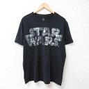 【中古】古着 半袖Tシャツ メンズ ディズニー DISNEY スターウォーズ STAR WARS 大きいサイズ 2L LL ビッグシルエット ゆったり ビッグサイズ オーバーサイズ コットン クルーネック 丸首 黒 ブラック XLサイズ 中古 中古メンズ半袖プリントキャラクター