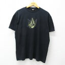 【中古】古着 ボルコム VOLCOM 半袖 ビンテージ ヴィンテージTシャツ メンズ 00年代 00s 大きいサイズ 2L LL ビッグシルエット ゆったり ビッグサイズ オーバーサイズ コットン クルーネック 丸首 黒 ブラック XLサイズ 中古 | 春夏 夏物 夏服 ヴィンテージTシャツ メ