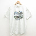 【中古】古着 フルーツオブザルーム 半袖 ビンテージ ヴィンテージTシャツ メンズ 90年代 90s ランカスター 汽車 大きいサイズ 2L LL ビッグシルエット ゆったり ビッグサイズ オーバーサイズ クルーネック 丸首 薄グレー 霜降り XLサイズ 中古 | 春夏 夏物 5OF