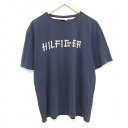 【中古】古着 トミーヒルフィガー TOMMY HILFIGER 半袖 ブランドTシャツ メンズ 90年代 90s ビッグロゴ コットン クルーネック 丸首 紺 ネイビー Lサイズ 中古 | 春夏 夏物 夏服 メンズファッション カットソー ティーシャツ ティシャツ メンズTシャツ 半袖Tシャツ 半