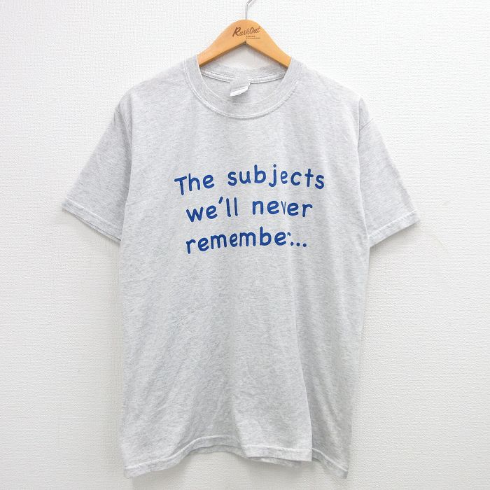 Shirts, T-Shirts - 【中古】古着 00s ヴィンテージTシャツ メンズ Lサイズ グレー 霜降り メッセージプリント クルーネック アメカジ ストリート カジュアル きれいめ レトロ オールド 24mar21