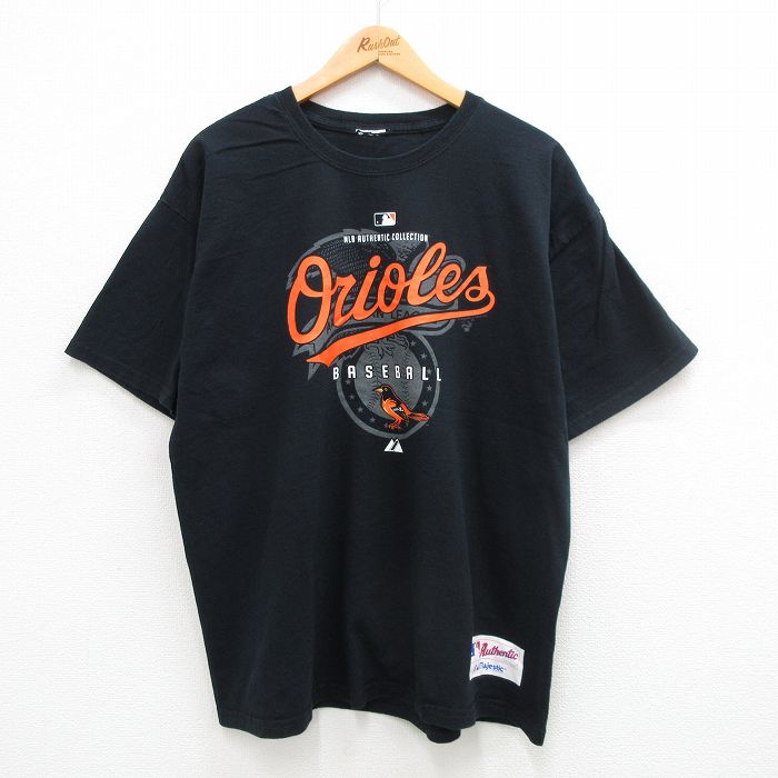 【中古】古着 半袖 ビンテージ ヴィンテージTシャツ メンズ 00年代 00s MLB ボルチモアオリオールズ 大きいサイズ 2L LL ビッグシルエット ゆったり ビッグサイズ オーバーサイズ クルーネック 丸首 黒 ブラック メジャーリーグ ベースボール 野球 XLサイズ 中古 | 春