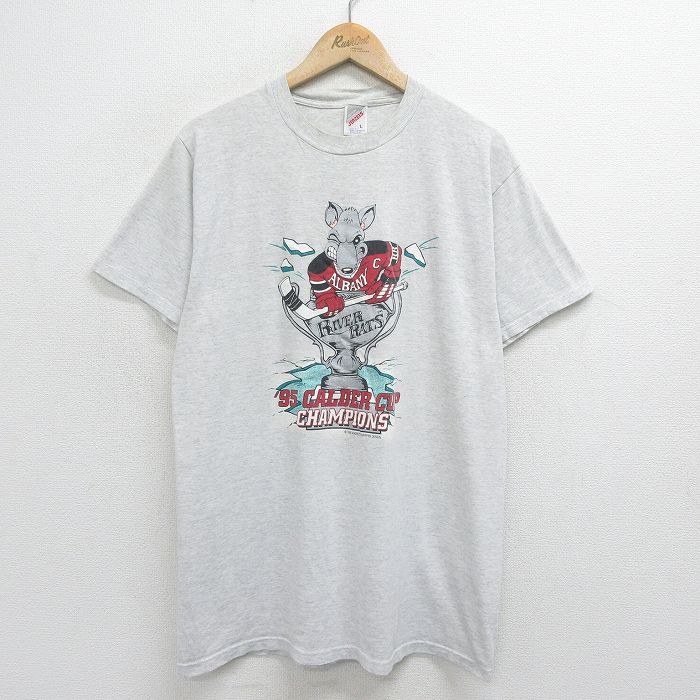 【中古】古着 ジャージーズ 半袖 ビンテージ ヴィンテージTシャツ メンズ 90年代 90s ネズミ アイスホ..