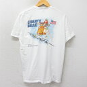 【中古】古着 半袖 ビンテージ ヴィンテージTシャツ メンズ 00年代 00s ミリタリー 戦闘機 B-17G フライングフォートレス リバティベル コットン クルーネック 丸首 白 ホワイト Lサイズ 中古 春夏 夏物 夏服 ヴィンテージTシャツ メンズファッション カットソー テ