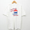 【中古】古着 半袖 ビンテージ ヴィンテージTシャツ メンズ 00年代 00s MLB ニューヨークメッツ ペプシ 大きいサイズ 2L LL ビッグシルエット ゆったり ビッグサイズ オーバーサイズ コットン クルーネック 丸首 白 ホワイト メジャーリーグ ベースボール 野球 【spe】