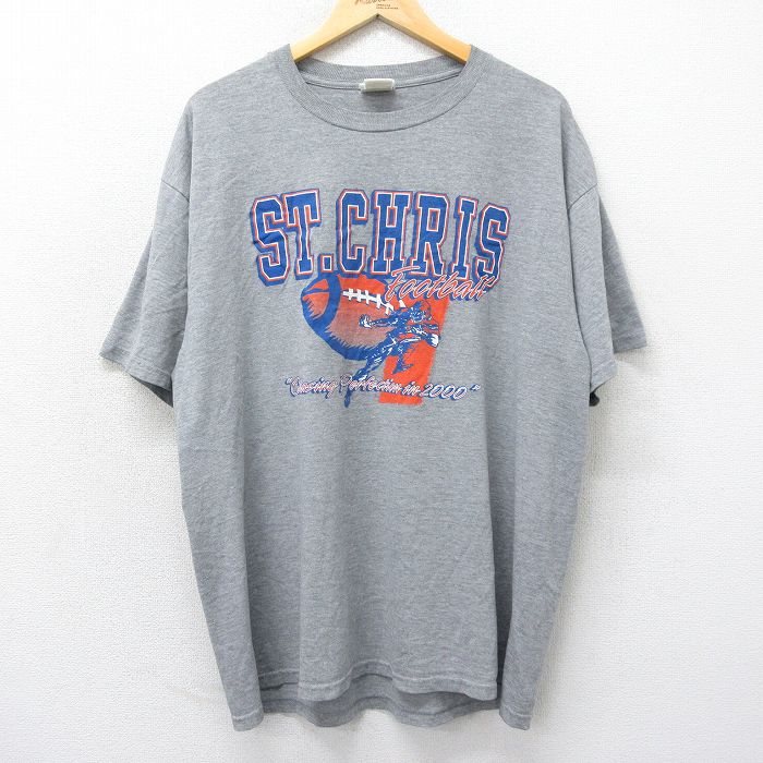 乐天商城 - 【中古】古着 00s 半袖Tシャツ メンズ グレー ST CHRIS フットボール XLサイズ ストリート アメカジ カジュアル きれいめ ヴィンテージ レトロ オールド 5OF