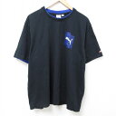 【中古】古着 プーマ puma 半袖Tシャツ メンズ ワンポイントロゴ 大きいサイズ 2L LL ビッグシルエット ゆったり ビッグサイズ オーバーサイズ クルーネック 丸首 黒 ブラック XLサイズ 中古 | 春夏 夏物 夏服 メンズファッション カットソー ティーシャツ ティシャツ