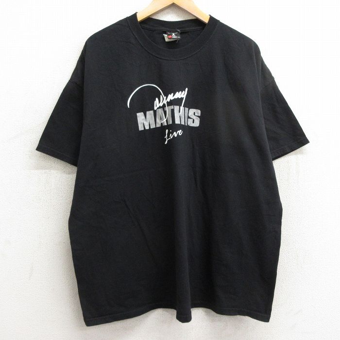 【中古】古着 ヘインズ Hanes 半袖 ロックTシャツ バンドTシャツ メンズ ジョニーマティス 大きいサイズ 2L LL ビッグシルエット ゆったり ビッグサイズ オーバーサイズ コットン クルーネック 丸首 黒 ブラック XLサイズ 中古 | 春夏 夏物 夏服 メンズファッション カ