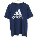 【中古】古着 アディダス adidas 半袖 ブランドTシャツ メンズ ビッグロゴ コットン クルーネック 丸首 紺 ネイビー XLサイズ 中古 春夏 夏物 夏服 メンズファッション カットソー ティーシャツ ティシャツ メンズTシャツ 半袖Tシャツ 半袖ティーシャツ カジュアルT