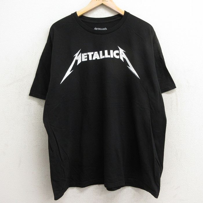 【中古】古着 半袖 ロックTシャツ バンドTシャツ メンズ メタリカ 大きいサイズ 2L LL ビッグシルエット ゆったり ビッグサイズ オーバーサイズ コットン クルーネック 丸首 黒 ブラック XLサイズ 中古 | 春夏 夏物 夏服 メンズファッション カットソー ティーシャツ