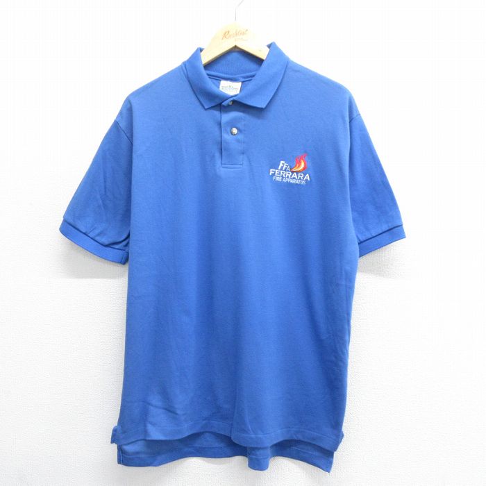 乐天商城 - 【中古】古着 90s ポロシャツ メンズ XLサイズ 半袖 青 FFA USA製 コットン アメカジ ワーク ストリート カジュアル きれいめ ヴィンテージ レトロ 24apr09