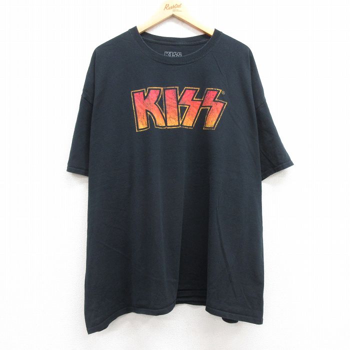 【中古】古着 半袖 ロックTシャツ バンドTシャツ メンズ キッス KISS 大きいサイズ 2L LL ビッグシルエット ゆったり ビッグサイズ オーバーサイズ コットン クルーネック 丸首 黒 ブラック 【spe】 XLサイズ 中古 | 春夏 夏物 夏服 メンズファッション カットソー テ