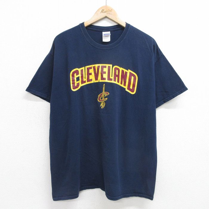 古着 半袖 ビンテージ ヴィンテージTシャツ メンズ 00年代 00s NBA クリーブランドキャバリアーズ 大きいサイズ 2L LL ビッグシルエット ゆったり ビッグサイズ オーバーサイズ コットン クルーネック 丸首 紺 ネイビー バスケットボール XLサイズ 中古 | 春夏