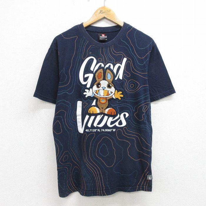 【中古】古着 サウスポール 半袖 ビンテージ ヴィンテージTシャツ メンズ 00年代 00s モンスター コットン クルーネック 丸首 紺 ネイビー Lサイズ 中古 | 春夏 夏物 夏服 ヴィンテージTシャツ メンズファッション カットソー ティーシャツ ティシャツ メンズ 5OF