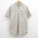 【中古】古着 カーハート Carhartt 半袖シャツ メンズ 90年代 90s 大きいサイズ 2L LL ビッグシルエット ゆったり ビッグサイズ オーバーサイズ ロング丈 コットン ボタンダウン USA製 アメリカ製 生成り他 ストライプ XLサイズ 中古 トップス | 春夏 春物 春服 夏物