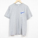 【中古】古着 ジャージーズ 半袖Tシャツ メンズ ミラーライト ビール 大きいサイズ 2L LL ビッグシルエット ゆったり ビッグサイズ オーバーサイズ クルーネック 丸首 グレー 霜降り XLサイズ 中古 中古メンズ半袖プリントキャラクター