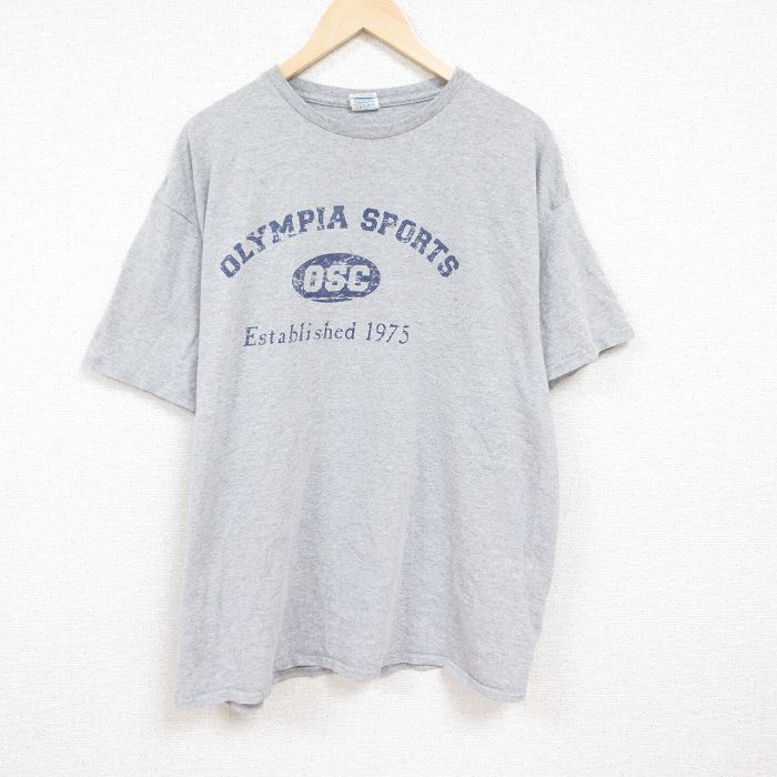 Character - 【中古】古着 半袖Tシャツ メンズ XLサイズ グレー 霜降り クルーネック ビッグシルエット カジュアル トップス アメカジ ストリート 大きいサイズ きれいめ ヴィンテージ 24apr12