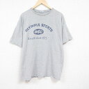 【中古】古着 半袖Tシャツ メンズ オリンピア 大きいサイズ 2L LL ビッグシルエット ゆったり ビッグサイズ オーバーサイズ クルーネック 丸首 グレー 霜降り XLサイズ 中古 中古メンズ半袖プリントキャラクター