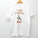 古着 フルーツオブザルーム 半袖 ビンテージ ヴィンテージTシャツ メンズ 00年代 00s ルーニーテューンズ LOONEY TUNES コヨーテ コットン クルーネック 丸首 白 ホワイト XLサイズ 中古 551180