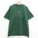 【中古】古着 半袖 ビンテージ ヴィンテージTシャツ メンズ 00年代 00s ココペリ ホピ族 刺繍 クルーネック 丸首 緑 グリーン XLサイズ 中古 | 春夏 夏物 夏服 ヴィンテージTシャツ メンズファッション カットソー ティーシャツ ティシャツ メンズTシャツ 半 5OF