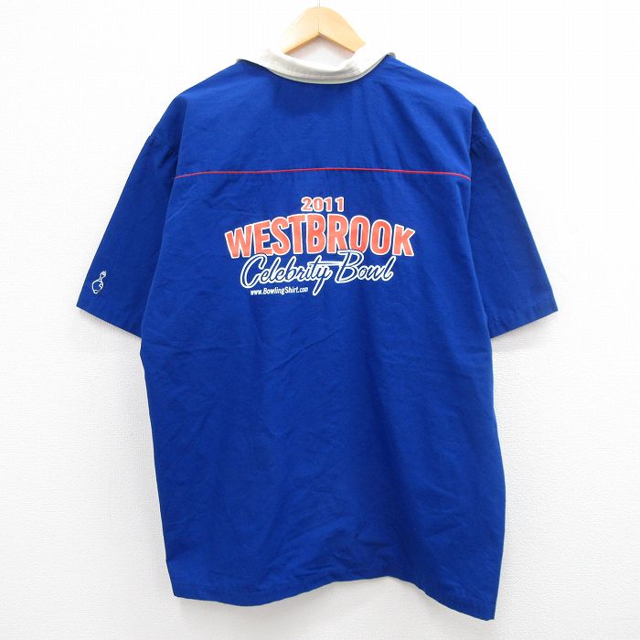 【中古】古着 半袖 ボウリングシャツ メンズ WESTBROOK 大きいサイズ 2L LL ビッグシルエット ゆったり ビッグサイズ オーバーサイズ 開襟 オープンカラー 青他 ブルー XLサイズ 中古 トップス 春夏 春物 春服 夏物 夏服 カジュアルシャツ メンズファッション 半袖シ