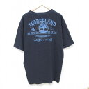 【中古】古着 ティンバーランド Timberland 半袖 ブランドTシャツ メンズ ビッグロゴ 大きいサイズ 2L LL ビッグシルエット ゆったり ビッグサイズ オーバーサイズ コットン クルーネック 丸首 紺 ネイビー XLサイズ 中古 | 春夏 夏物 夏服 メンズファッション カット