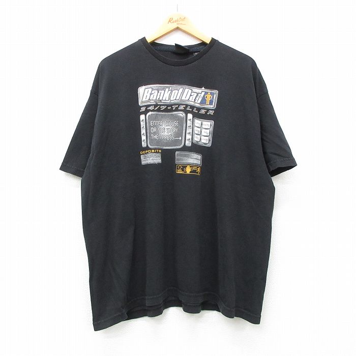 樂天商城 - 【中古】古着 半袖 ビンテージ ヴィンテージTシャツ メンズ 00年代 00s 銀行 大きいサイズ 2L LL ビッグシルエット ゆったり ビッグサイズ オーバーサイズ コットン クルーネック 丸首 黒 ブラック XLサイズ 中古 | 春夏 夏物 夏服 ヴィンテージTシャツ メン