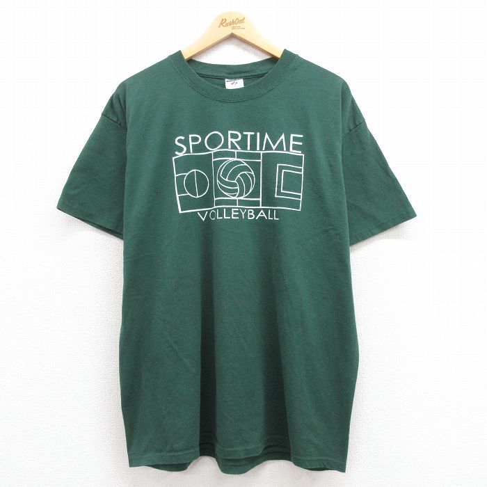 【中古】古着 ジャージーズ 半袖 ビンテージ ヴィンテージTシャツ メンズ 00年代 00s バレーボール クルーネック 丸首 緑 グリーン XLサイズ 中古 | 春夏 夏物 夏服 ヴィンテージTシャツ メンズファッション カットソー ティーシャツ ティシャツ メンズTシャ 5OF