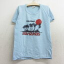 【中古】古着 半袖 ビンテージ ヴィンテージTシャツ キッズ ボーイズ 子供服 70年代 70s バハマ ヤシの木 コットン クルーネック 丸首 水色 霜降り | 春夏 春物 春服 秋冬 秋物 秋服 女の子 子ども服 こども服 カジュアル ファッション おしゃれ かわいい