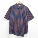 【中古】古着 キャンパス 半袖シャツ メンズ 80年代 80s ボタンダウン 紺他 ネイビー チェック Lサイズ 中古 トップス | 春夏 春物 春服 夏物 夏服 カジュアルシャツ メンズファッション 半袖シャツ おしゃれ カジュアル(4)