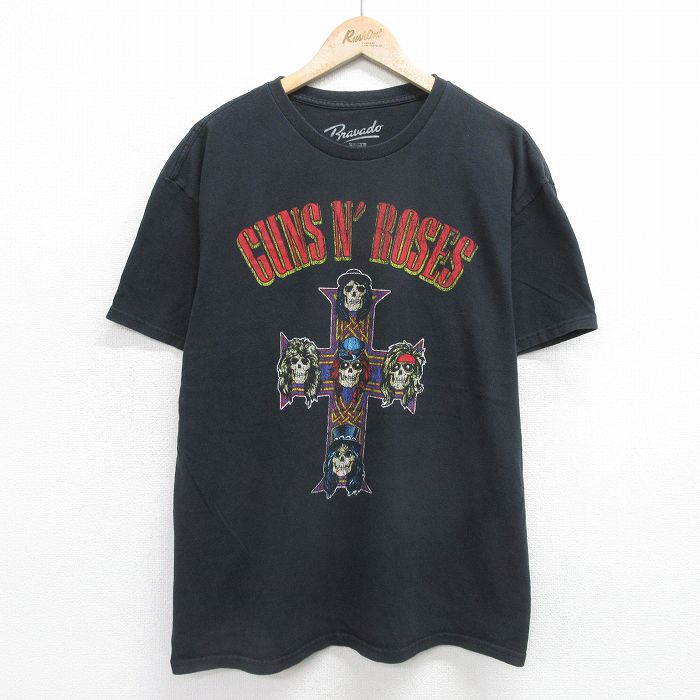 【中古】古着 半袖 ロックTシャツ バンドTシャツ メンズ ガンズアンドローゼズ コットン クルーネック 丸首 黒 ブラック XLサイズ 中古 | 春夏 夏物 夏服 メンズファッション カットソー ティーシャツ ティシャツ メンズTシャツ 半袖Tシャツ 半袖ティーシャツ カジュア