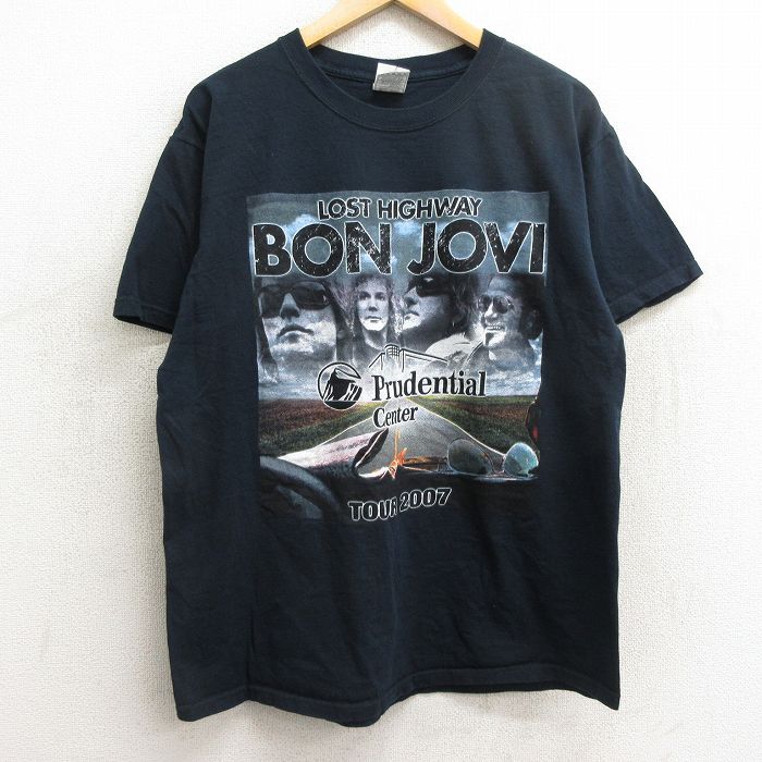 【中古】古着 フルーツオブザルーム 半袖 ビンテージ ヴィンテージ ロックTシャツ バンドTシャツ メンズ 00年代 00s ボンジョビ ボンジョヴィ マイケミカルロマンス コットン クルーネック 丸首 黒 ブラック 【spe】 Lサイズ 中古 | 春夏 春物 春服 秋冬 秋物 秋服 メ