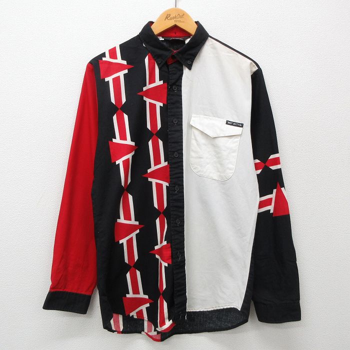 【中古】古着 長袖シャツ メンズ 90年代 90s MO BETTA コットン USA製 アメリカ製 黒他 ブラック Mサイズ 中古 トップス | 春夏 春物 春服 秋冬 秋物 秋服 カジュアルシャツ メンズファッション 長袖シャツ おしゃれ カジュアル