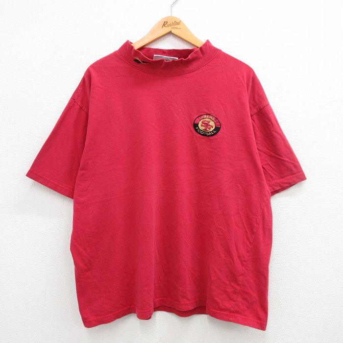 乐天商城 - 【中古】古着 リーボック REEBOK 半袖 ビンテージ ヴィンテージTシャツ メンズ 00年代 00s NFL サンフランシスコフォーティーナイナーズ 49ers 大きいサイズ 2L LL ビッグシルエット ゆったり ビッグサイズ オーバーサイズ コットン モックネック ハイネック