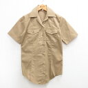 【中古】古着 半袖 ミリタリーシャツ レディース 90年代 90s USネイビー 開襟 オープンカラー USA製 アメリカ製 ベージュ カーキ 中古 ブラウス ...