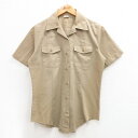 【中古】古着 半袖 ミリタリーシャツ レディース 90年代 90s USネイビー 開襟 オープンカラー USA製 アメリカ製 ベージュ カーキ 中古 ブラウス ...