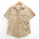 【中古】古着 半袖 ミリタリーシャツ レディース 90年代 90s USネイビー 開襟 オープンカラー USA製 アメリカ製 ベージュ カーキ 中古 ブラウス ...