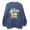 【中古】古着 長袖スウェット メンズ 90年代 90s ウエストバージニアマウンテンアーズ アメフト クルーネック 丸首 USA製 アメリカ製 紺 ネイビー X...