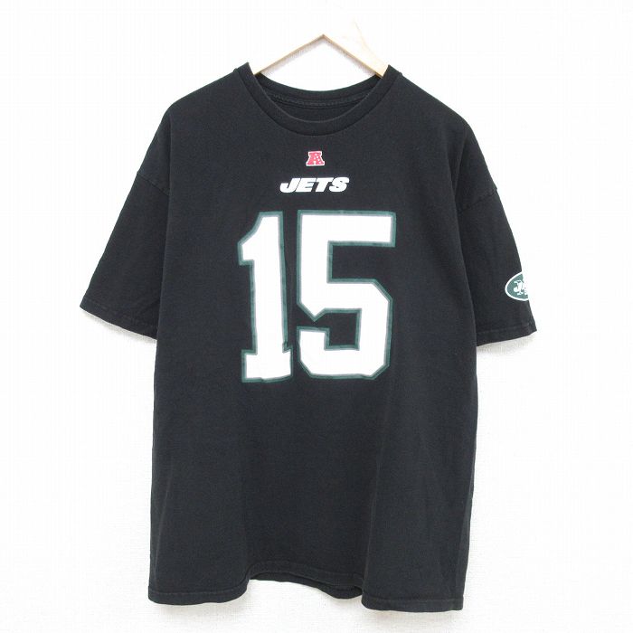 【中古】古着 半袖Tシャツ メンズ NFL ニューヨークジェッツ ティムティーボウ 15 大きいサイズ 2L LL ビッグシルエット ゆったり ビッグサイズ オーバーサイズ コットン クルーネック 丸首 黒 ブラック アメフト スーパーボウル XLサイズ 中古 中古メンズ半袖プリント