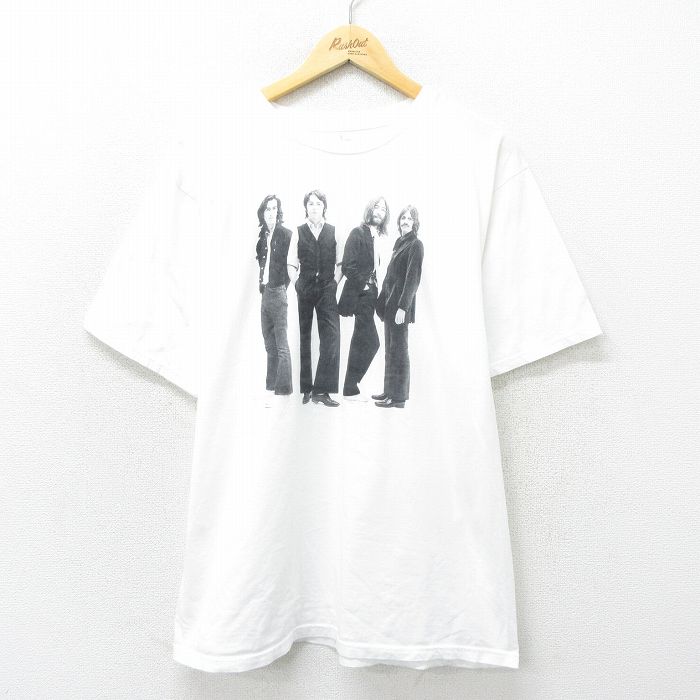 【中古】古着 半袖 ロックTシャツ バンドTシャツ メンズ ビートルズ The Beatles コットン クルーネック 丸首 白 ホワイト XLサイズ 中古 | 春夏 夏物 夏服 メンズファッション カットソー ティーシャツ ティシャツ メンズTシャツ 半袖Tシャツ 半袖ティーシャツ カジュ