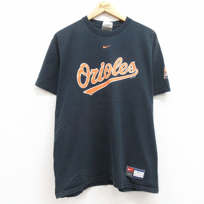 【中古】古着 ナイキ NIKE 半袖 ビンテージ ヴィンテージTシャツ メンズ 00年代 00s MLB ボルチモアオリオールズ コットン クルーネック 丸首 黒 ブラック メジャーリーグ ベースボール 野球 Lサイズ 中古 | 春夏 夏物 夏服 ヴィンテージTシャツ メンズファッション カ