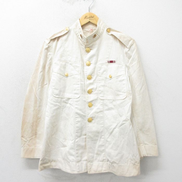 【中古】古着 長袖 ビンテージ ヴィンテージ ミリタリー カデットジャケット メンズ 50年代 50s チェンジボタン 白 ホワイト Sサイズ 小さいサイズ 中古 アウター フライト 中古メンズアウターフライトヴィンテージ