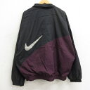 【中古】古着 ナイキ NIKE 長袖 ナイロンジャケット メンズ 90年代 90s ビッグロゴ 大きいサイズ 2L LL ビッグシルエット ゆったり ビッグサイズ オーバーサイズ 黒他 ブラック XLサイズ 中古 アウター ウインドブレーカー | 春夏 春物 春服 秋冬 秋物 秋服 カジュアル