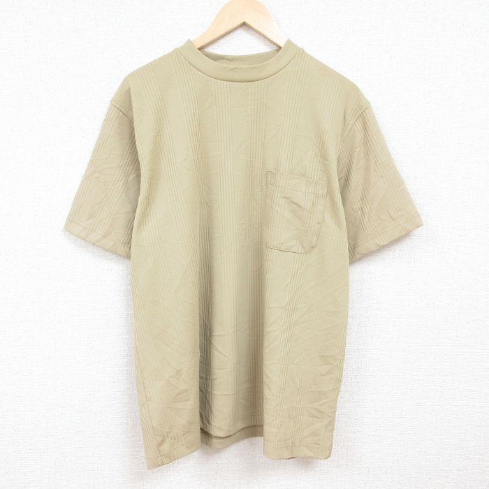 樂天商城 - 【中古】古着 HABAND 半袖Tシャツ メンズ 無地 胸ポケット付き 大きいサイズ 2L LL ビッグシルエット ゆったり ビッグサイズ オーバーサイズ ポリエステル クルーネック 丸首 薄緑 グリーン ストライプ 【spe】 XLサイズ 中古 中古メンズ半袖プリントキャラク
