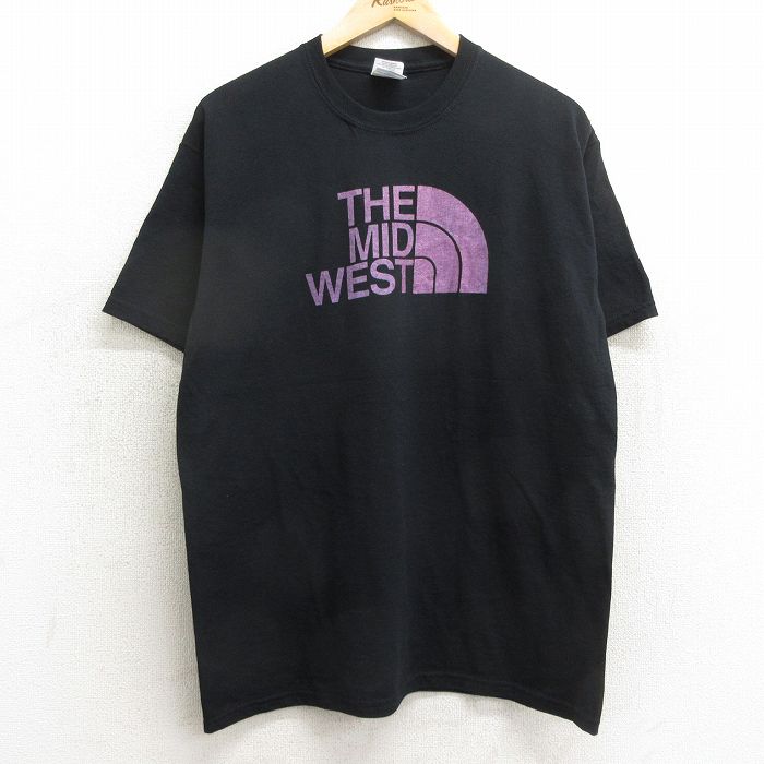 【中古】古着 半袖 ビンテージ ヴィンテージTシャツ メンズ 00年代 00s THE MID WEST クルーネック 丸首 黒 ブラック Lサイズ 中古 | 春夏 夏物 夏服 ヴィンテージTシャツ メンズファッション カットソー ティーシャツ ティシャツ メンズTシャツ 半袖Tシャツ